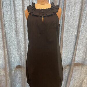 Twelve by Twelve Black Ruffle Neck Shift Dress